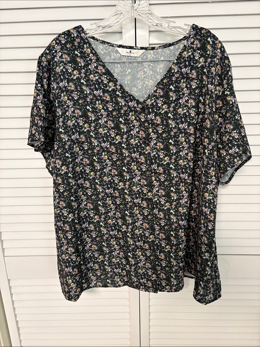 Agnes Orinda Button Front Short Sleeved Blouse. 2X